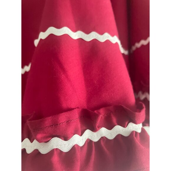 Vintage Maroon Square Dancing Skirt - Ruffle Trim, Size M - Picture 8 of 10